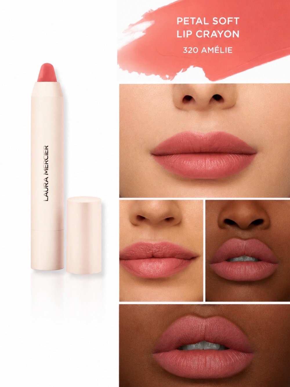 ✨ Laura Mercier Petal Soft Lipstick Crayon | 320 Amélie | Full Size | New in Box